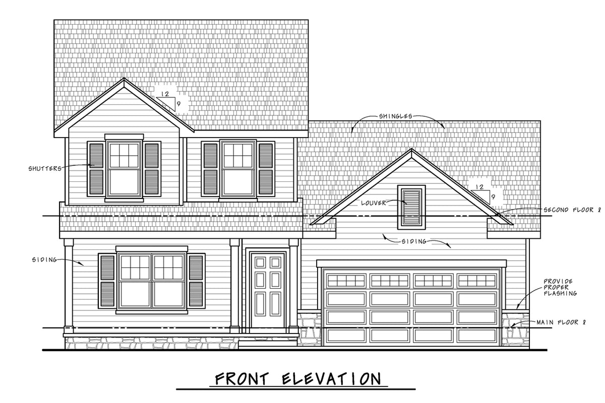 AB7946-A Traditional House, 3 Bedrooms, 2.5 Bathrooms | Vera 31013 Front Elevation