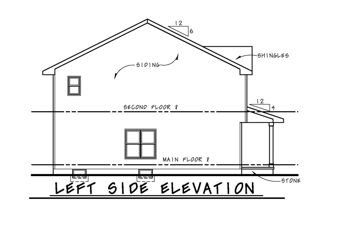 AB7946-A Traditional House, 3 Bedrooms, 2.5 Bathrooms | Vera 31013 Left Elevation