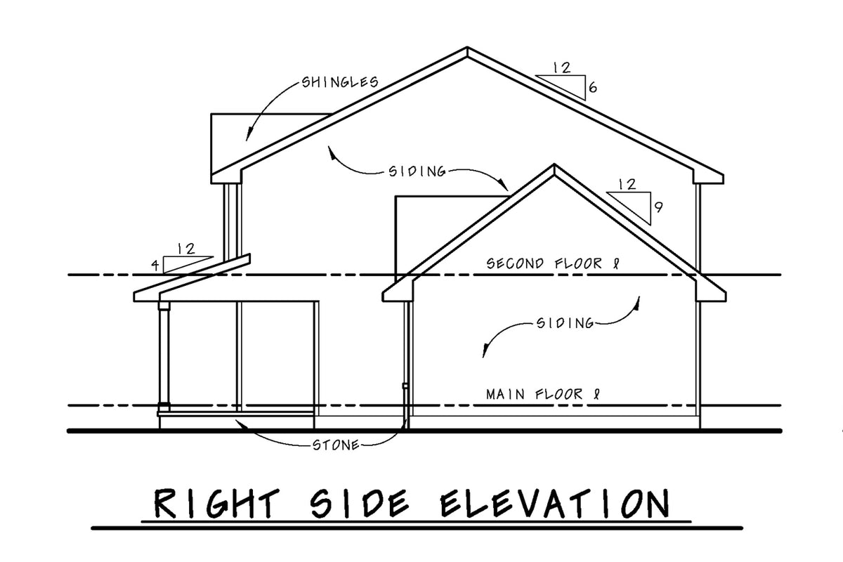 AB7946-A Traditional House, 3 Bedrooms, 2.5 Bathrooms | Vera 31013 Right Elevation