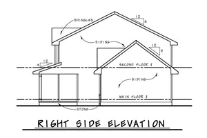 AB7946-A Traditional House, 3 Bedrooms, 2.5 Bathrooms | Vera 31013 Right Elevation