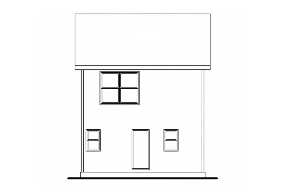 AB8292-A Traditional House, 3 Bedrooms, 2.5 Bathrooms | JoAnn House Plan Rear Elevation