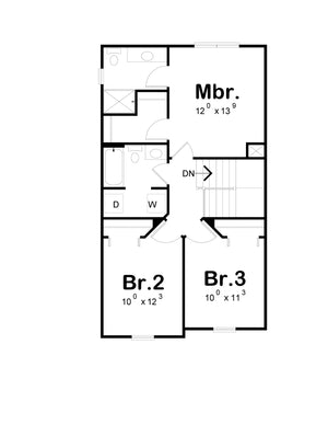 AB8292-A Traditional House Second Floor Plan, 3 Bedrooms, 2.5 Bathrooms | JoAnn House Plan 