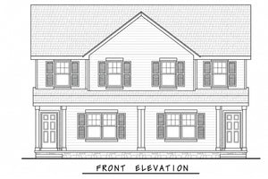 AB8294-A Traditional Duplex House, 6 Bedrooms, 4 Bathrooms, 2 Half Baths | JoAnn Twin House Plan Front Elevation