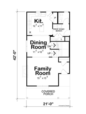 AB8298-A Modern Farmhouse First Floor Plan, 3 Bedrooms, 2.5 Bathrooms | Vera House Plan 