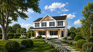 AB8300-A Modern Farmhouse Duplex House, 6 Bedrooms, 4 Bathrooms, 2 Half Bathrooms | Vera Twin House Plan Exterior