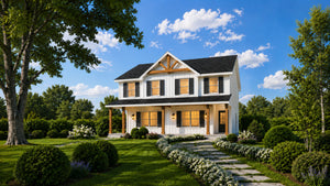 AB8300-A Modern Farmhouse Duplex House, 6 Bedrooms, 4 Bathrooms, 2 Half Bathrooms | Vera Twin House Plan Exterior-2