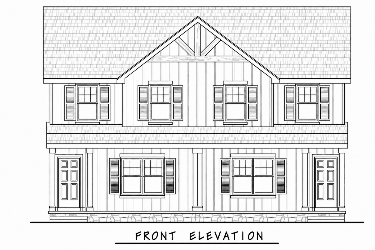 AB8300-A Modern Farmhouse Duplex House, 6 Bedrooms, 4 Bathrooms, 2 Half Bathrooms | Vera Twin House Plan Front Elevation