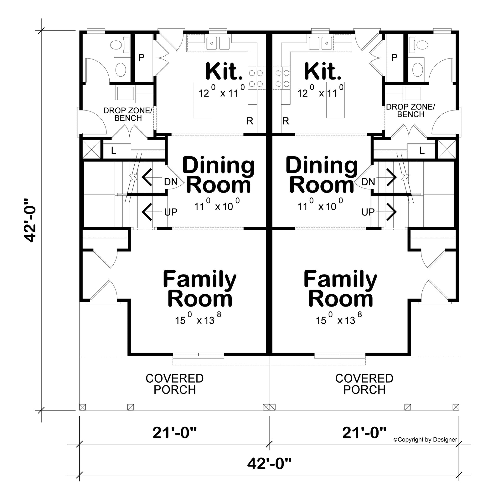AB8300-A Modern Farmhouse Duplex House, 6 Bedrooms, 4 Bathrooms, 2 Half Bathrooms | Vera Twin House Plan Exterior