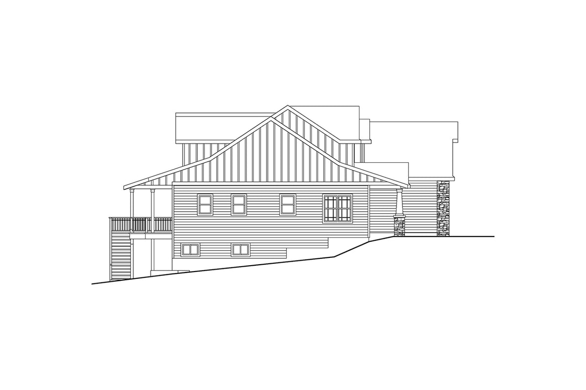 AM8118-A Farmhouse House, 5 Bedrooms, 3.5 Bathrooms | Foxboro 2 House Plan Left Elevation
