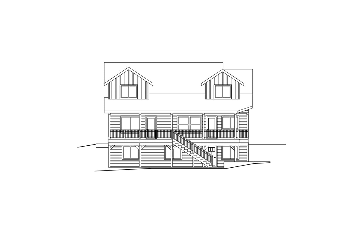 AM8118-A Farmhouse House, 5 Bedrooms, 3.5 Bathrooms | Foxboro 2 House Plan Rear Elevation