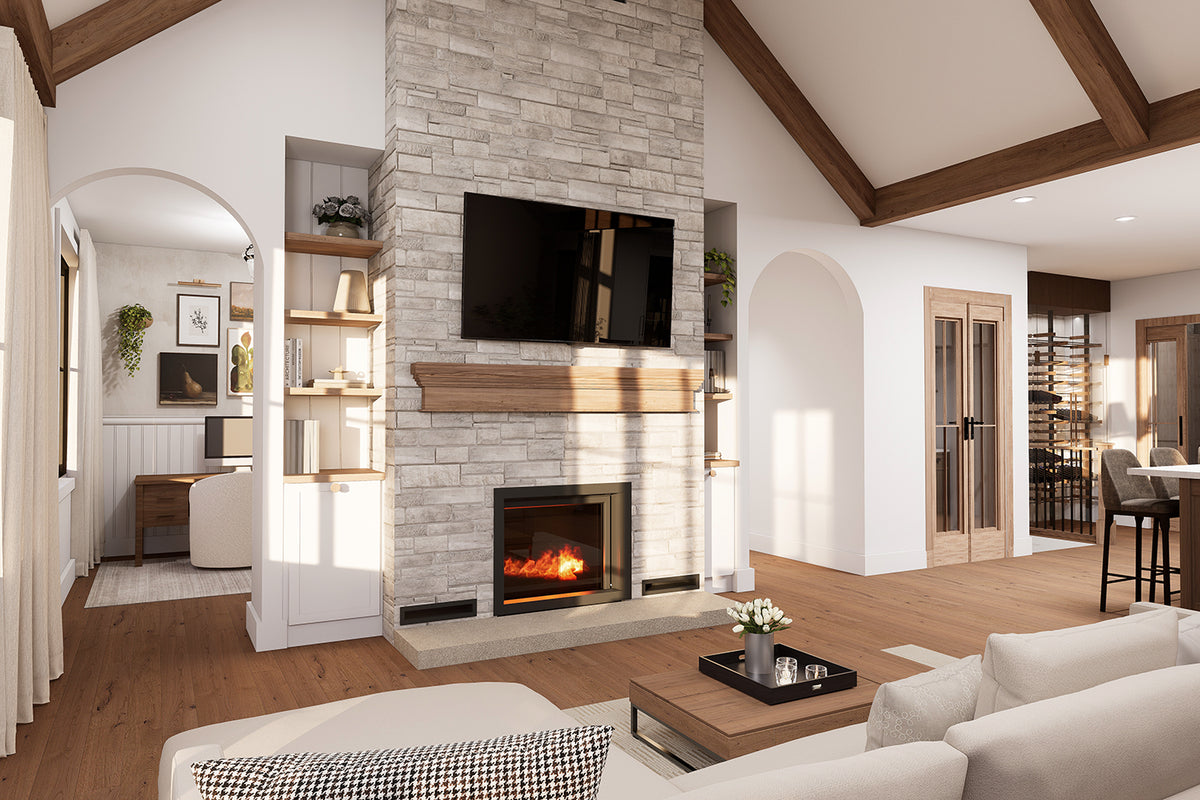 T8014-A Transitional House Living Room, 1 to 3 Bedrooms, 1.5 to 2.5 Bathrooms | Hubert 3 