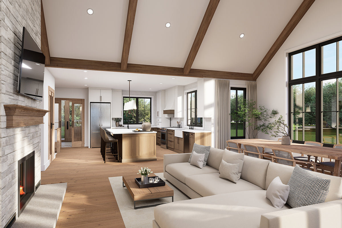 T8014-A Transitional House Living Room, 1 to 3 Bedrooms, 1.5 to 2.5 Bathrooms | Hubert 3 
