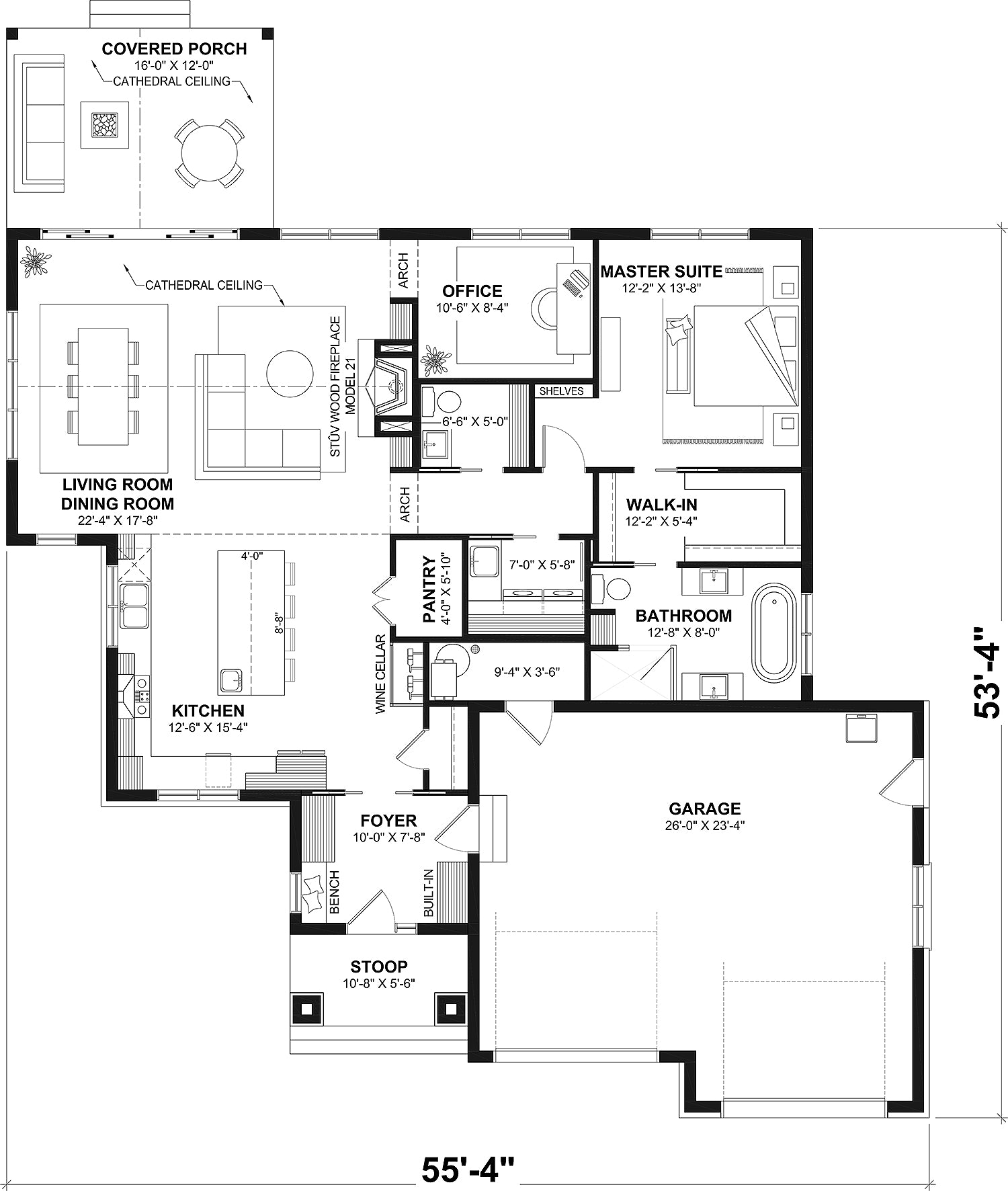 T8014-A Transitional House, 1 to 3 Bedrooms, 1.5 to 2.5 Bathrooms | Hubert 3 Exterior