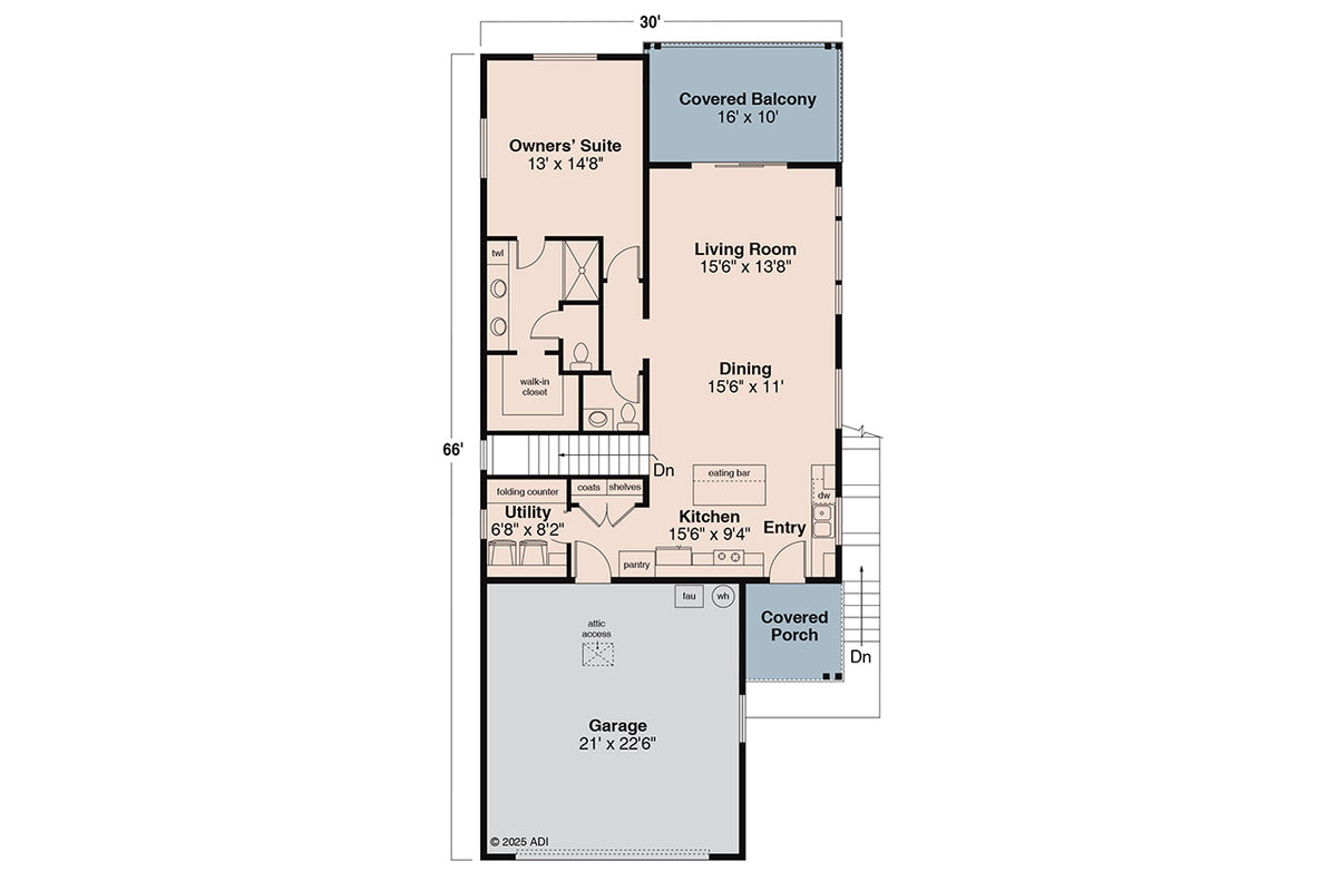 AM7936-A Cottage House First Floor Plan, 3 Bedrooms, 2.5 Bathrooms | 31-437 Pinecrest