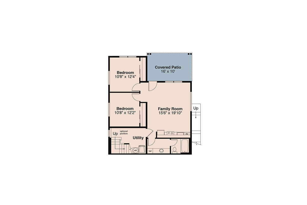 AM7936-A Cottage House Basement Floor Plan, 3 Bedrooms, 2.5 Bathrooms | 31-437 Pinecrest