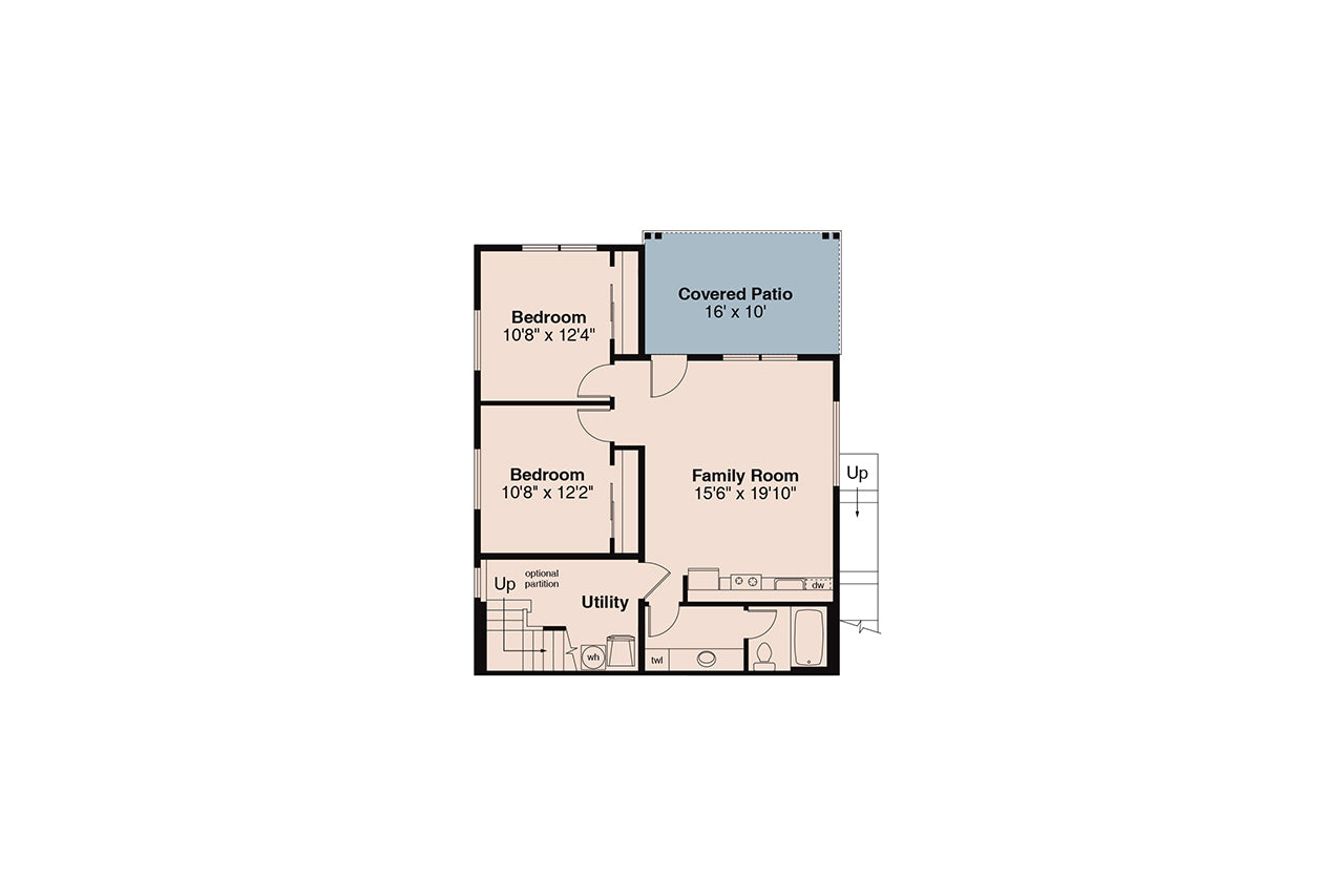 AM7936-A Cottage House Basement Floor Plan, 3 Bedrooms, 2.5 Bathrooms | 31-437 Pinecrest