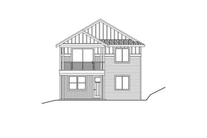 AM7936-A Cottage House, 3 Bedrooms, 2.5 Bathrooms | 31-437 Pinecrest Rear Elevation