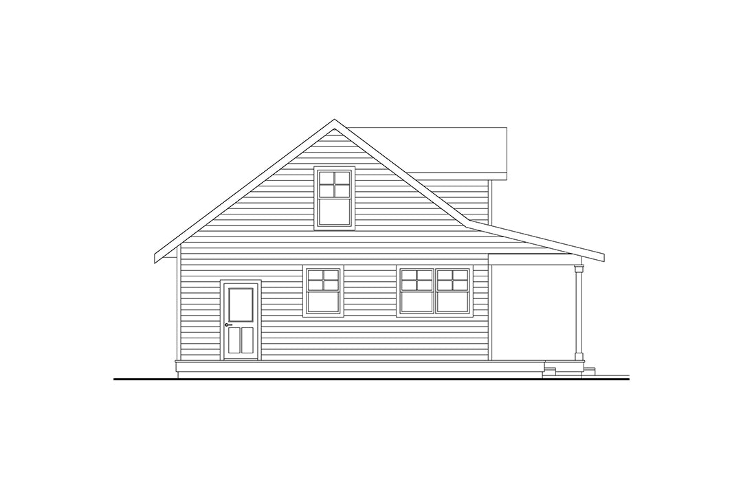 AM8120-A Farmhouse House, 2 Bedrooms, 1.5 Bathrooms | Laurel Creek House Plan Left Elevation