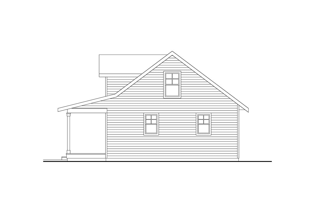 AM8120-A Farmhouse House, 2 Bedrooms, 1.5 Bathrooms | Laurel Creek House Plan Right Elevation