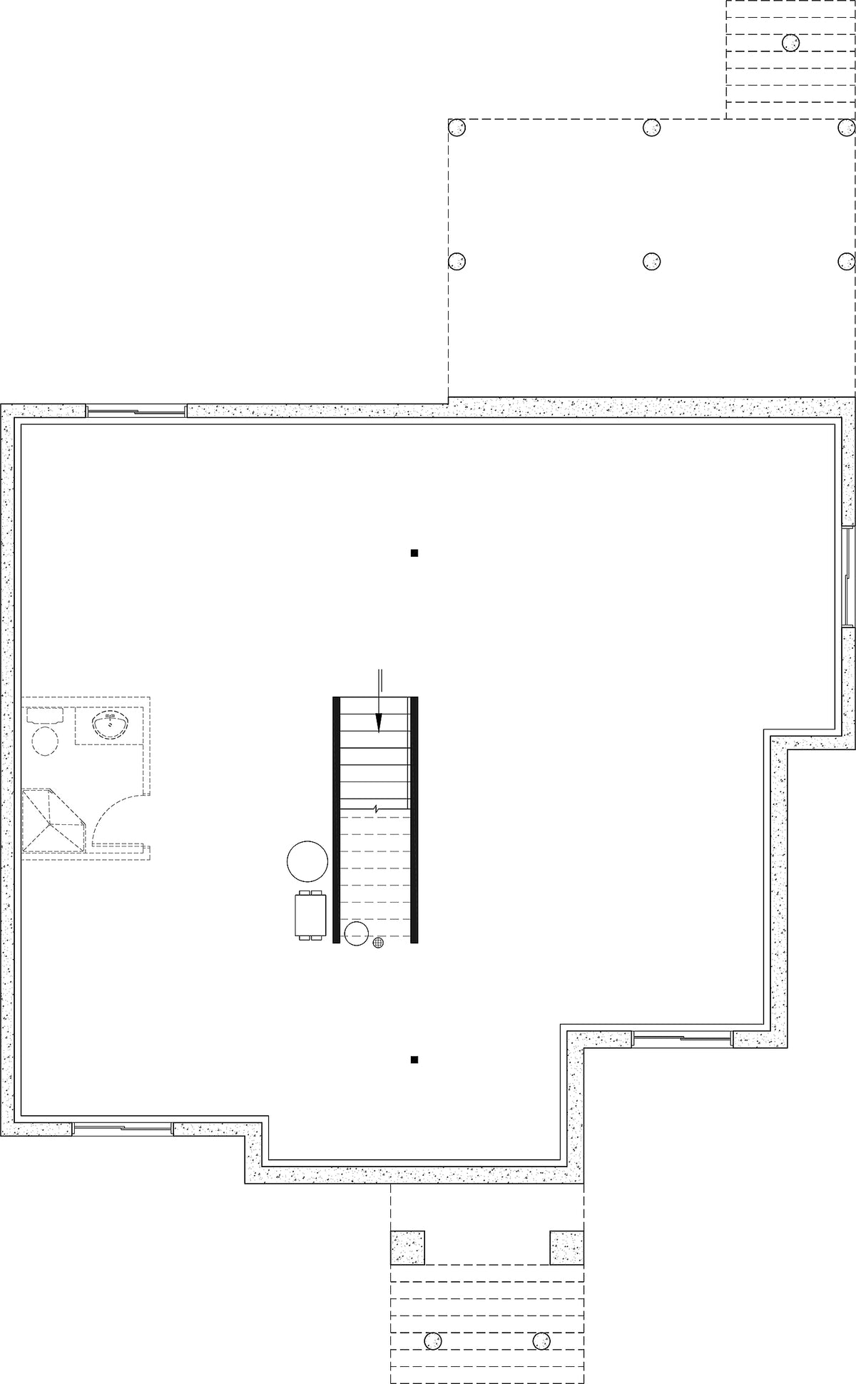 T8015-A Modern Farmhouse Basement Stair Location Floor Plan, 1 to 3 Bedrooms, 1 to 2 Bathrooms | Cedar Grove 2 