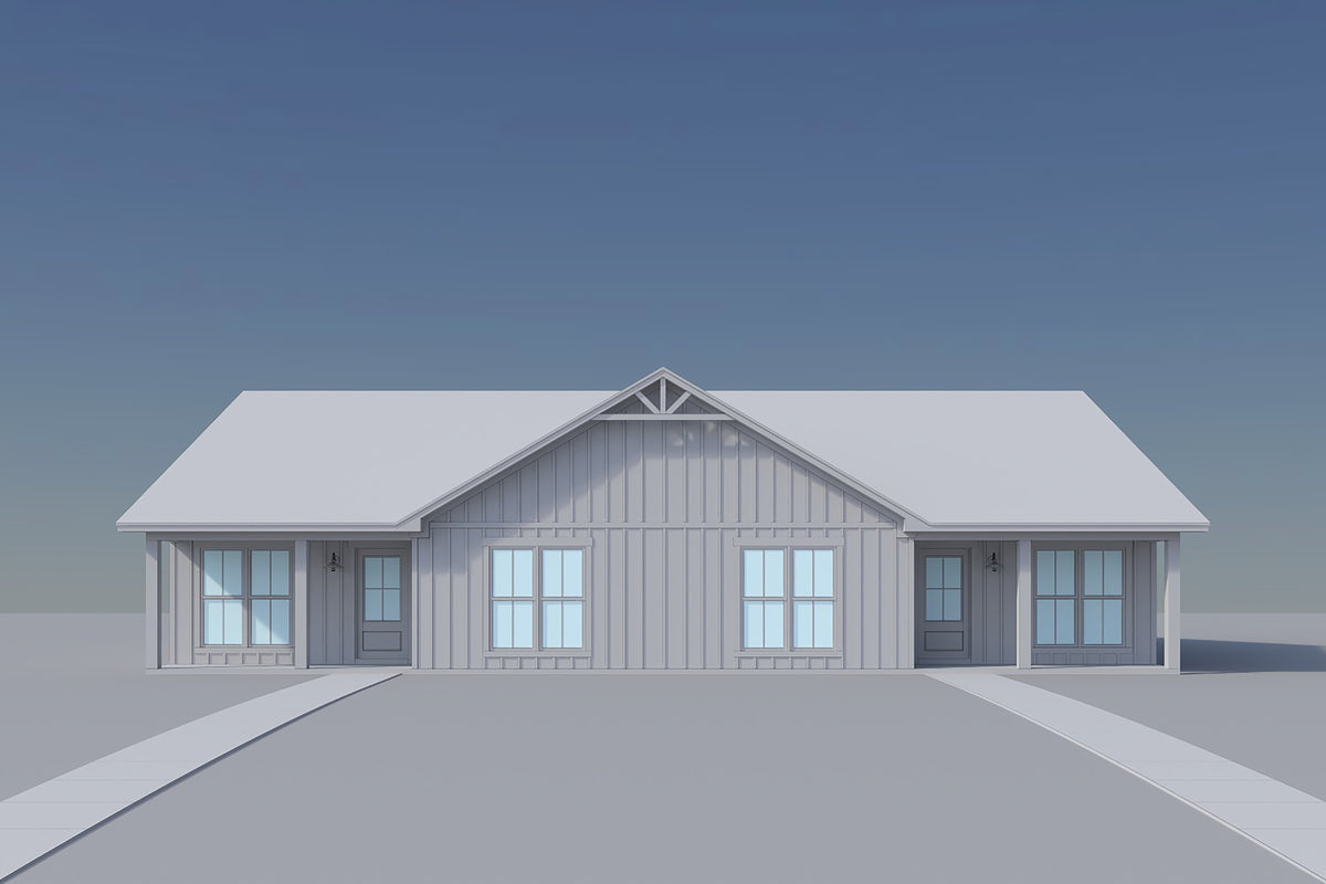 H8220-A Traditional Duplex House, 8 Bedrooms, 6 Bathrooms | Ashton Hollow Duplex House Plan Grayscale 1