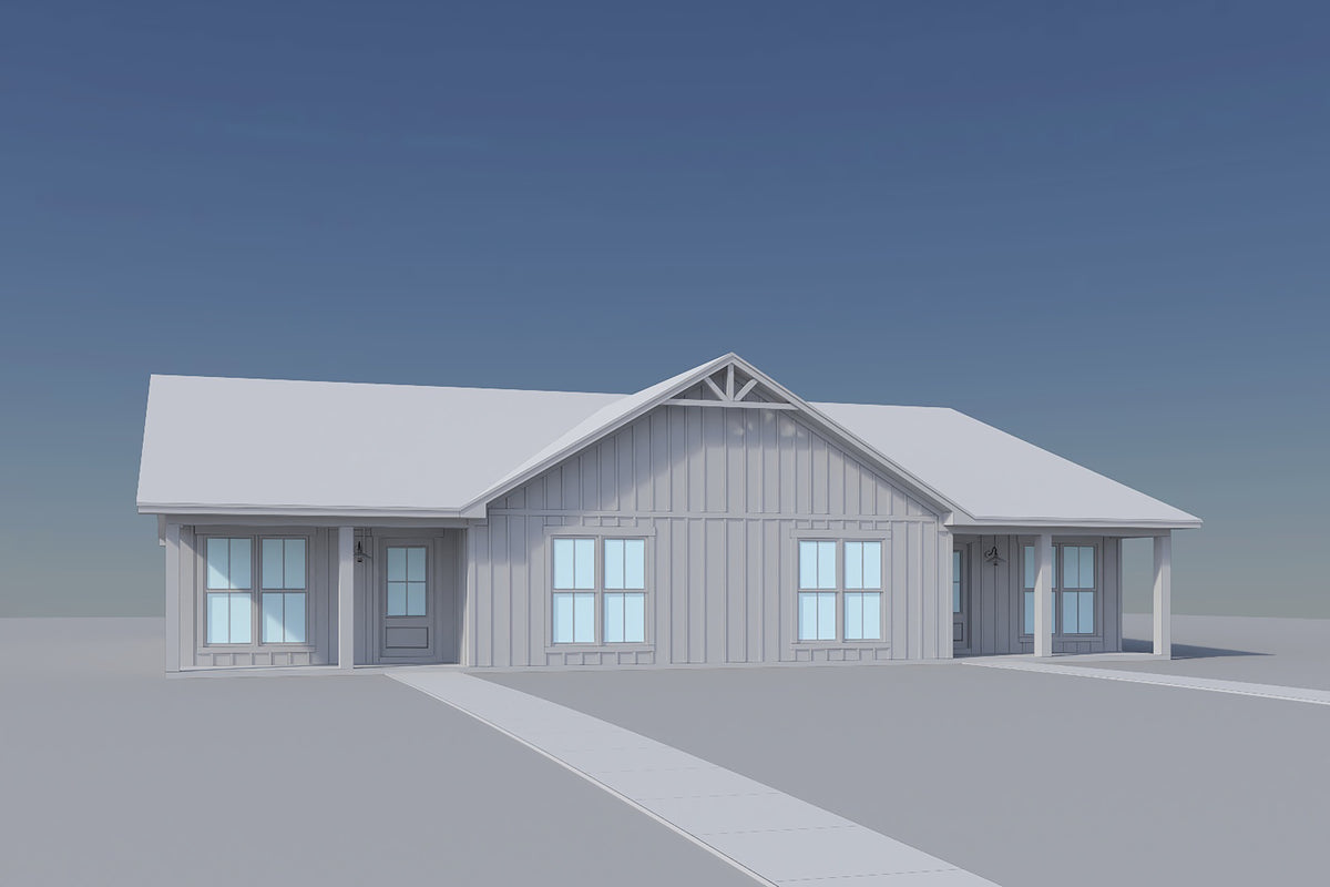 H8220-A Traditional Duplex House, 8 Bedrooms, 6 Bathrooms | Ashton Hollow Duplex House Plan Grayscale 2