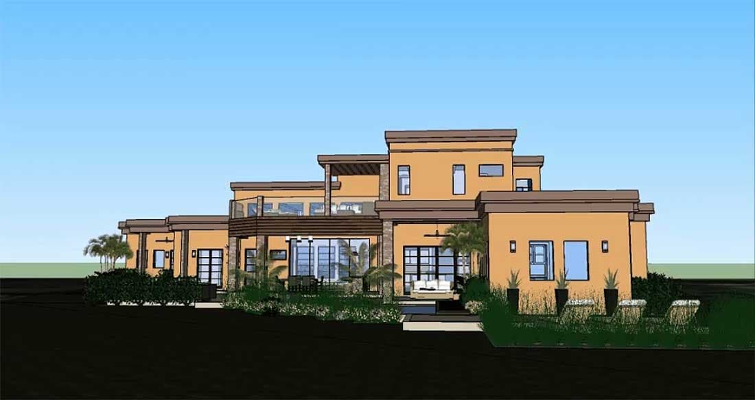 Luxury 4-Bedroom House Plan with Lanai, Elevator & Balcony