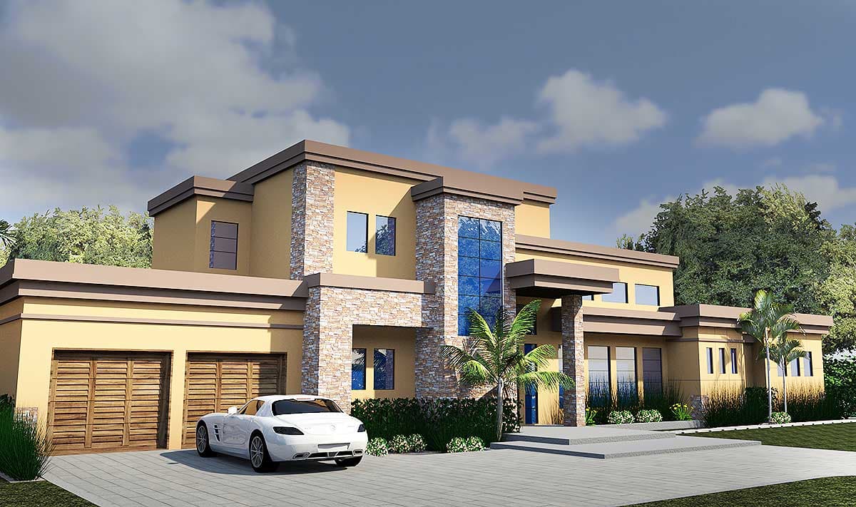 Luxury 4-Bedroom House Plan with Lanai, Elevator & Balcony