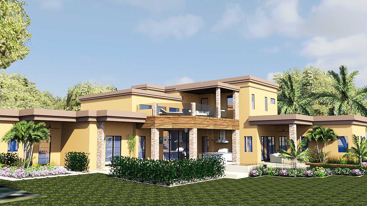 Luxury 4-Bedroom House Plan with Lanai, Elevator & Balcony