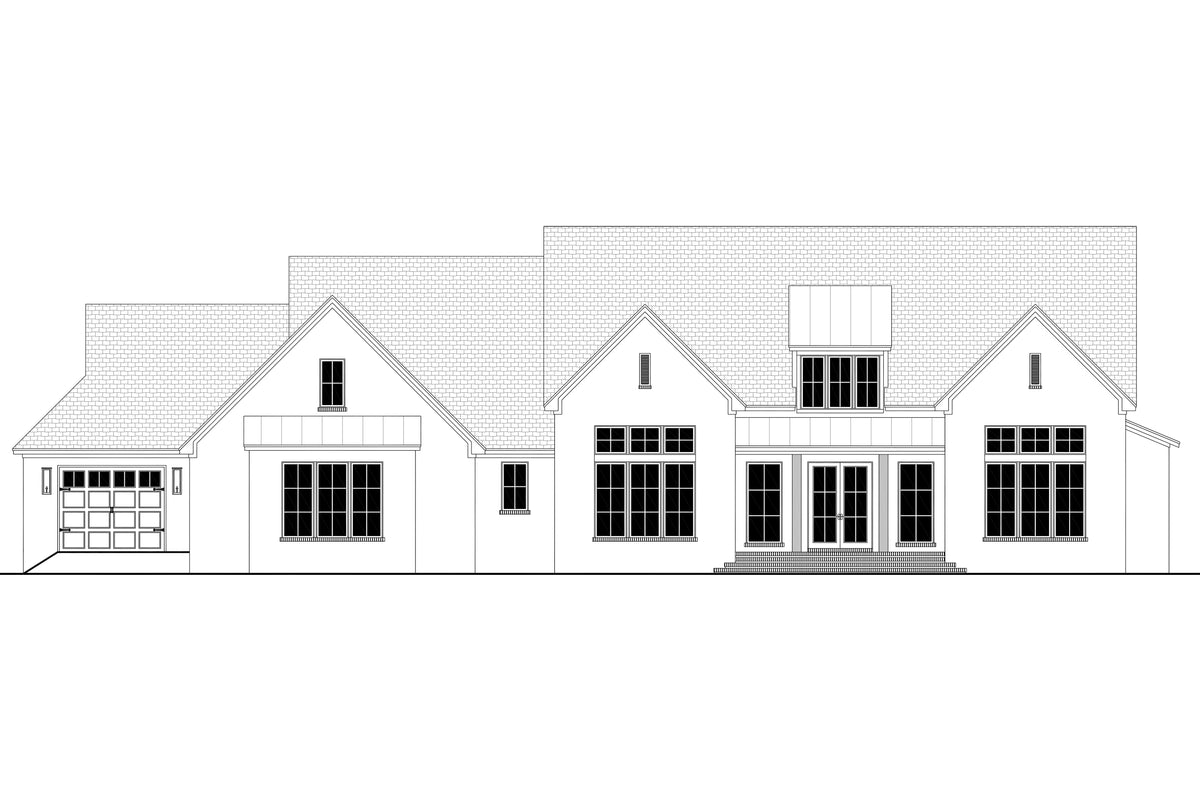 H7570-A Transitional House Front CAD, 4 Bedrooms, 3.5 Bathrooms | Laurelstone House 