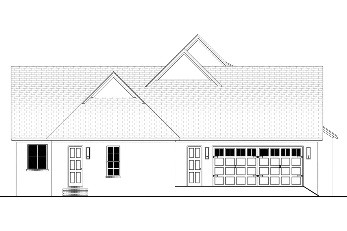H7570-A Transitional House Left CAD, 4 Bedrooms, 3.5 Bathrooms | Laurelstone House 