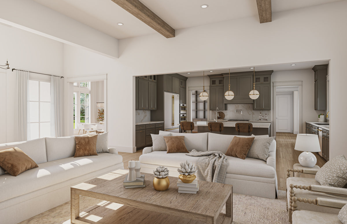 H7570-A Transitional House Great Room, 4 Bedrooms, 3.5 Bathrooms | Laurelstone House