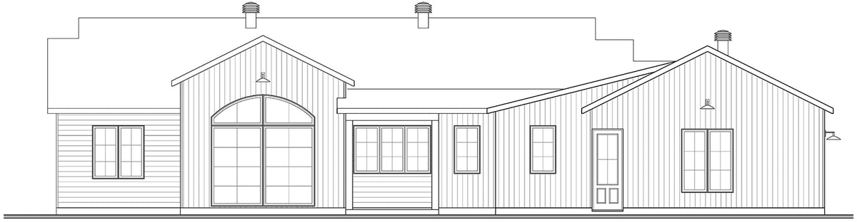 T8019-A Ranch House, 3 Bedrooms, 2 Bathrooms | Andrews 2 Rear Elevation