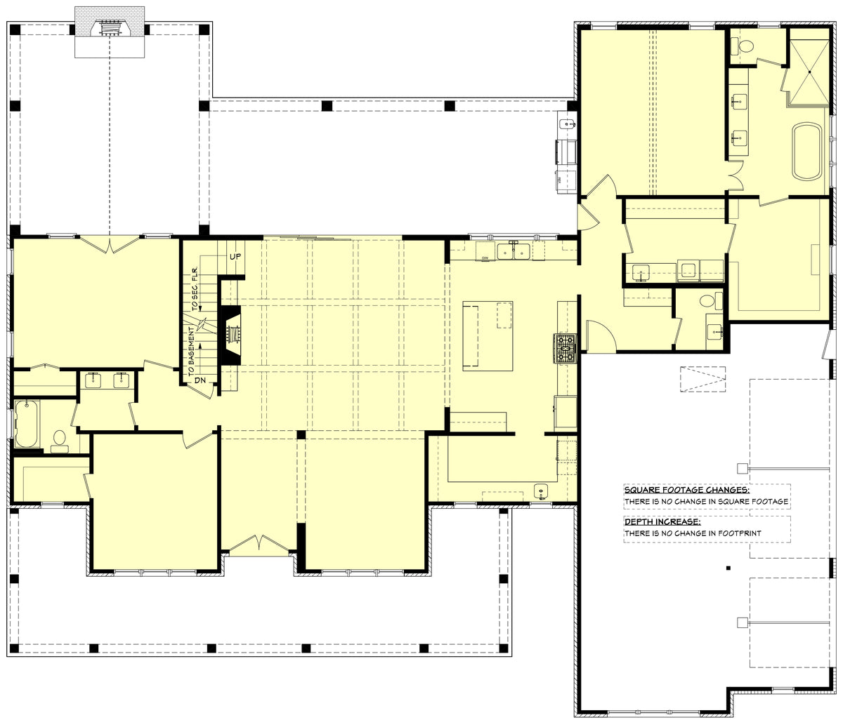 H7265-A Flat Branch House Basement Stair Location Floor Plan