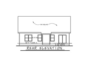 AB7613-A Traditional House Rear Elevation, 2 Bedroom, 2 Bathrooms | Lynette Farm 35107