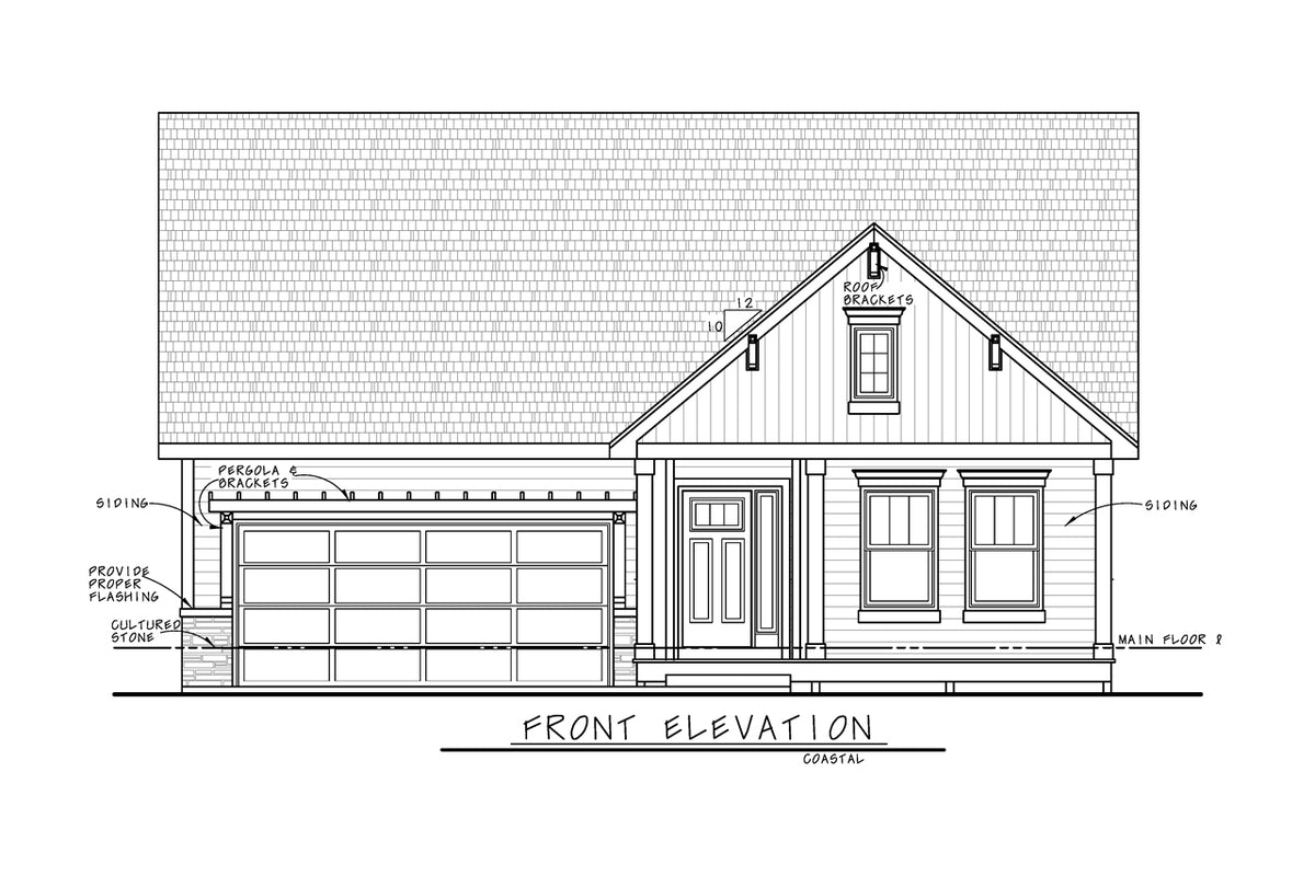 AB7752-A Traditional House Front Elevation, 2 Bedrooms, 2 Bathrooms | Karsyn Farm