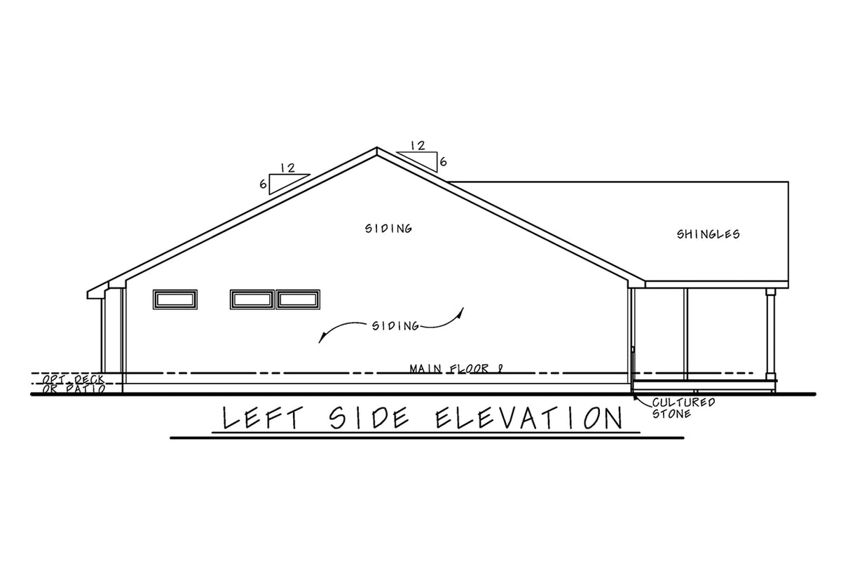 AB7752-A Traditional House Left Elevation, 2 Bedrooms, 2 Bathrooms | Karsyn Farm