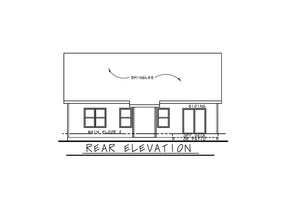 AB7752-A Traditional House Rear Elevation, 2 Bedrooms, 2 Bathrooms | Karsyn Farm