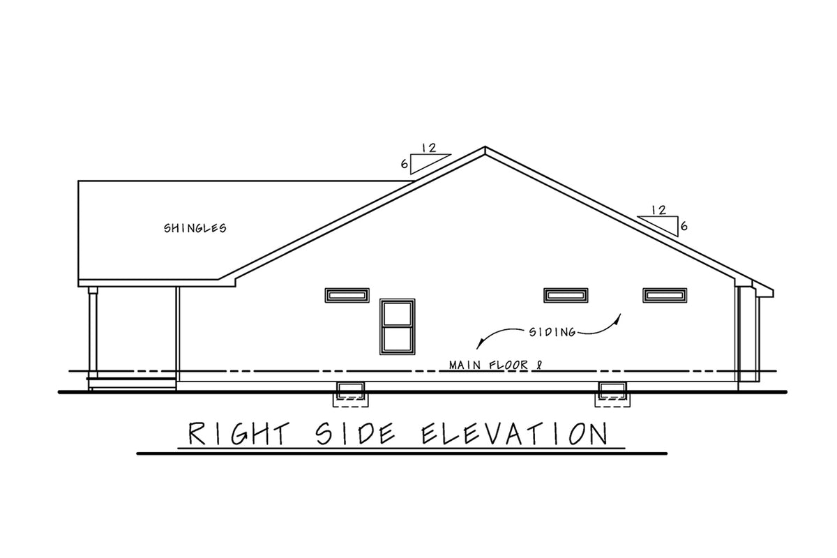 AB7752-A Traditional House Right Elevation, 2 Bedrooms, 2 Bathrooms | Karsyn Farm