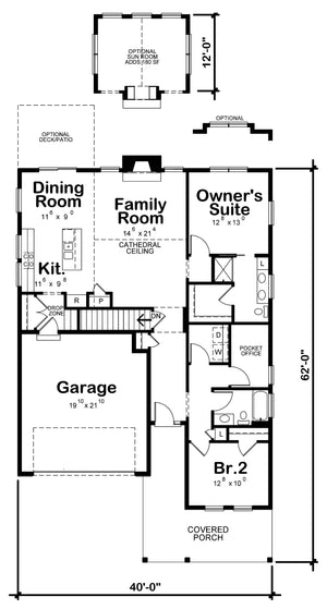 AB7752-A Traditional House First Floor Plan, 2 Bedrooms, 2 Bathrooms | Karsyn Farm