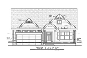 AB7756-A Traditional House Front Elevation, 2 Bedrooms, 2 Bathrooms | Kate Knoll