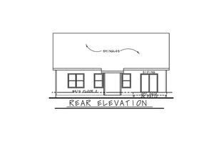 AB7756-A Traditional House Rear Elevation, 2 Bedrooms, 2 Bathrooms | Kate Knoll