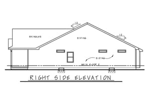 AB7756-A Traditional House Right Elevation, 2 Bedrooms, 2 Bathrooms | Kate Knoll