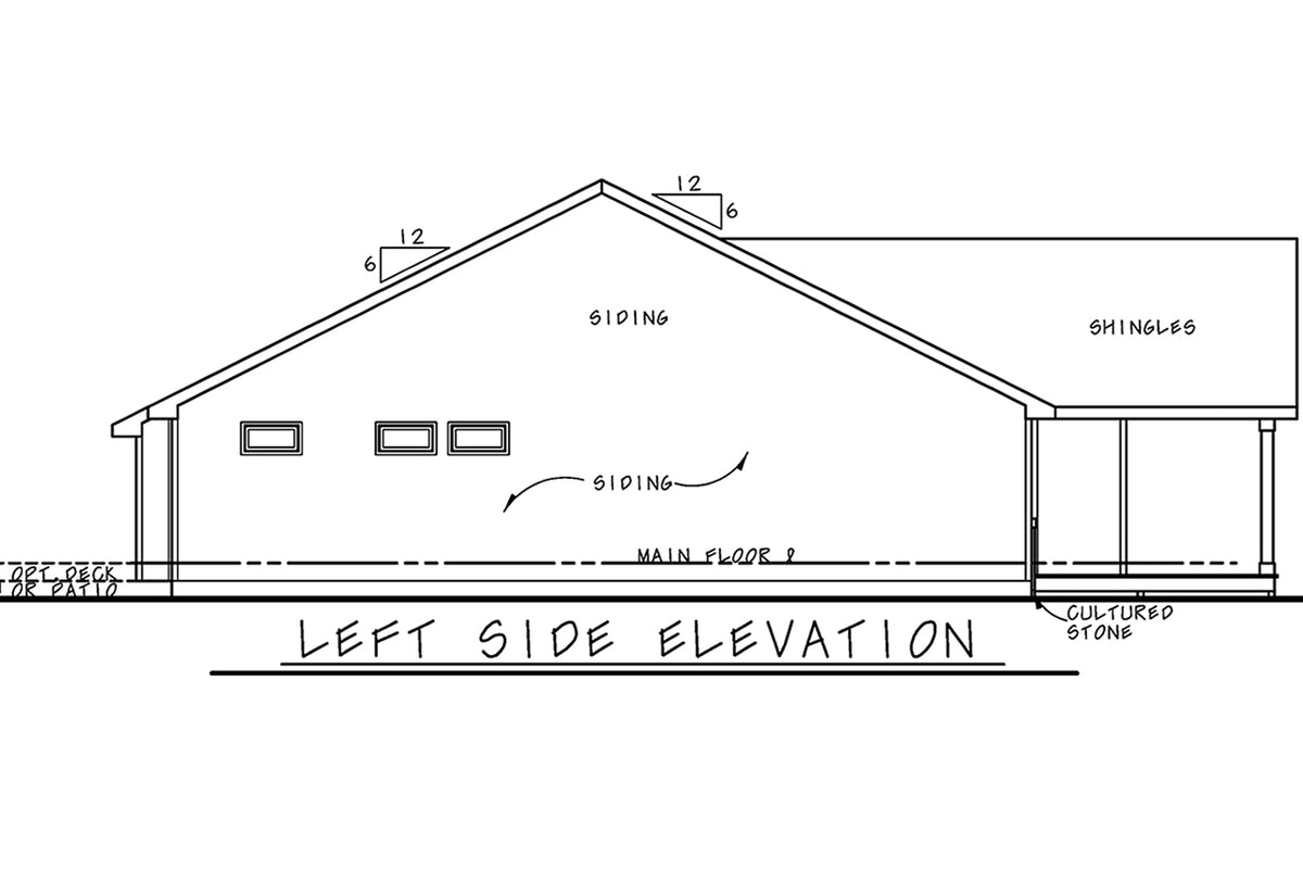 AB7757-A Country House Left Elevation, 2 Bedrooms, 2 Bathrooms | Kate Farm 