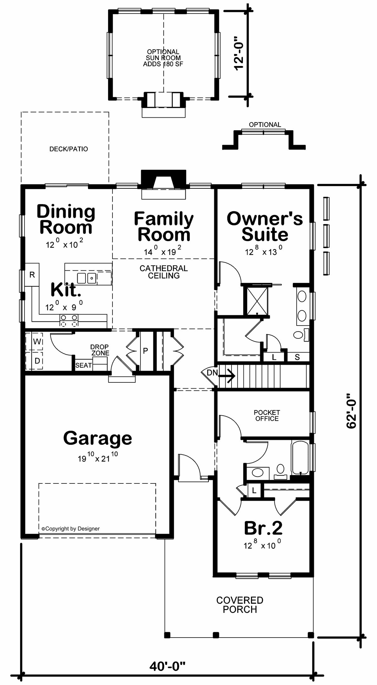 AB7757-A Country House First Floor Plan, 2 Bedrooms, 2 Bathrooms | Kate Farm