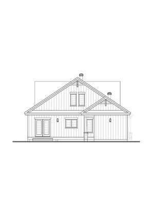 T8032-A Modern Farmhouse, 4 Bedrooms, 2.5 Bathrooms | Cambridge 3608 Rear Elevation