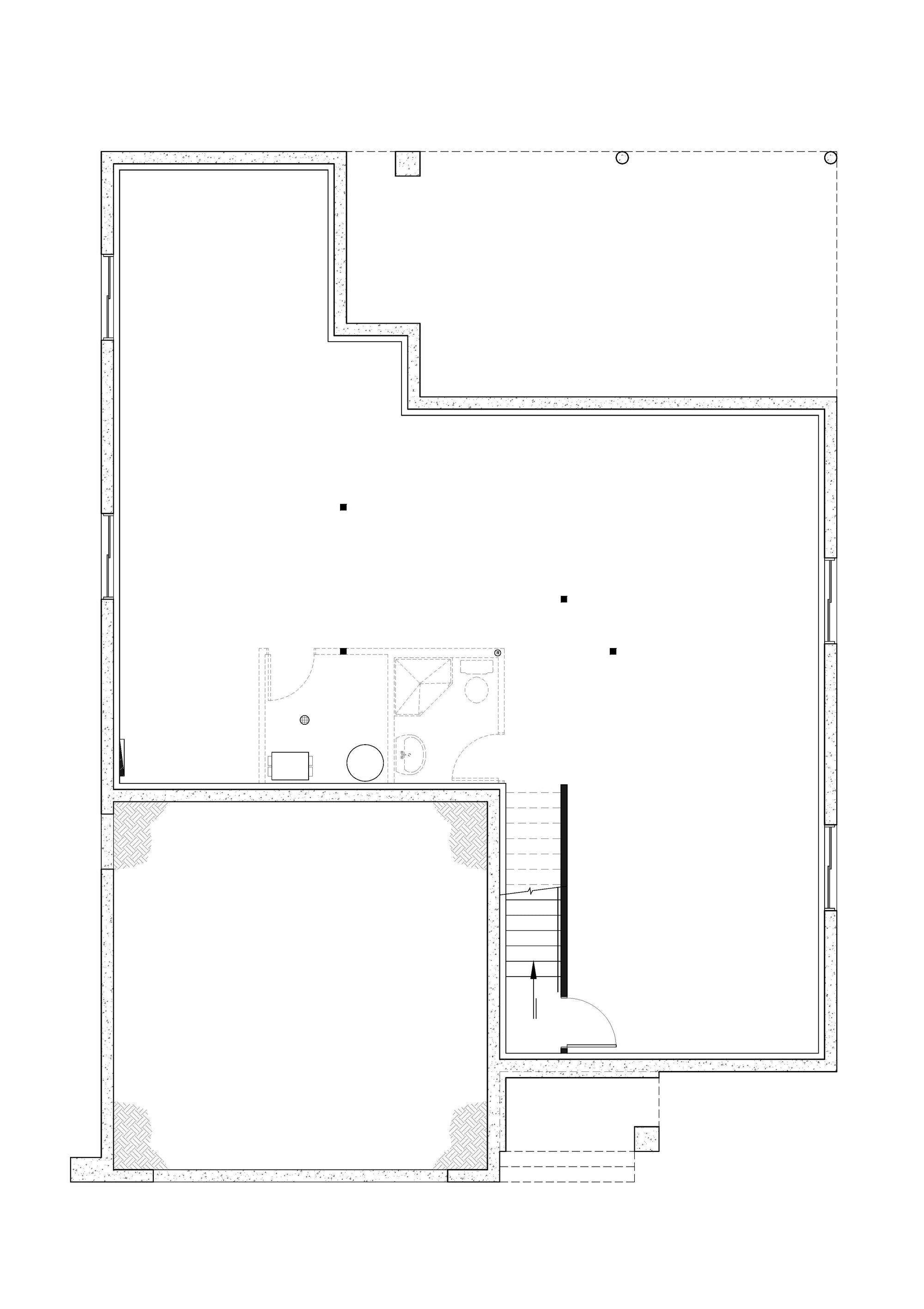 T8032-A Modern Farmhouse Unfinished Basement Floor Plan, 4 Bedrooms, 2.5 Bathrooms | Cambridge 3608 