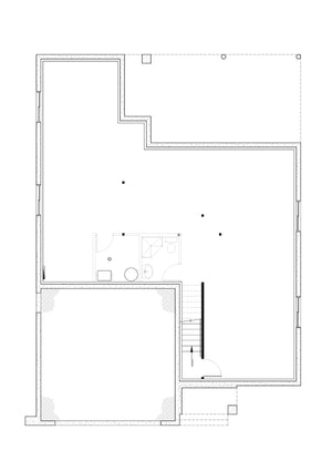 T8032-A Modern Farmhouse Unfinished Basement Floor Plan, 4 Bedrooms, 2.5 Bathrooms | Cambridge 3608 