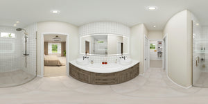 AJ7710-A Modern Farmhouse Bathroom Panorama, 3 Bedrooms, 2.5 Bathrooms | Plan 1059