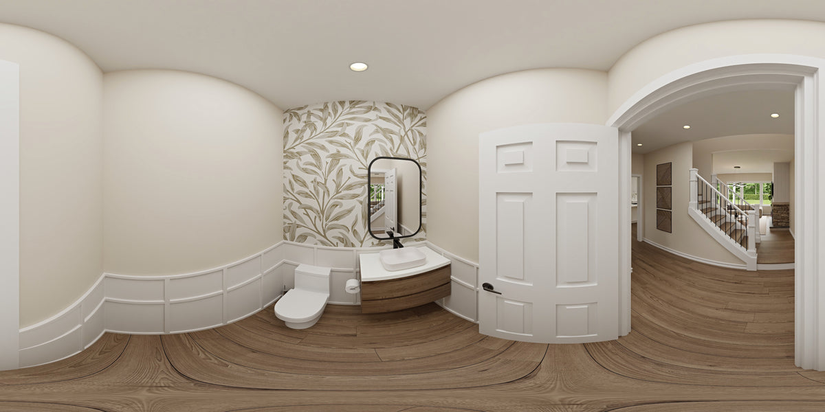 AJ7710-A Modern Farmhouse Powder Room Panorama, 3 Bedrooms, 2.5 Bathrooms | Plan 1059
